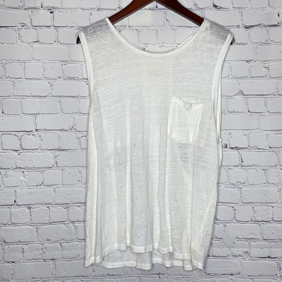 BLANKNYC Sleeveless Linen Cut Out Tank White Large - Picture 3 of 9